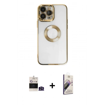 MARSİLYAN™- iPhone 14 Pro Max Kılıf Pusula Form - Siyah Bilvis 3D Mat Cam Ekran Koruyucu + Bilvis Titan Kamera Lens - DNMR
