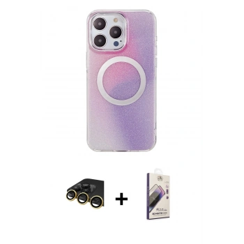 MARSİLYAN™- iPhone 14 Pro Max Kılıf Pusula Form - Siyah Bilvis 3D Mat Cam Ekran Koruyucu + Raze Metal Kamera Lens - GD