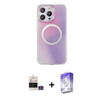 MARSİLYAN™- iPhone 14 Pro Max Kılıf Pusula Form - Siyah Bilvis 5in1 3D Magic Cam Ekran Koruyucu + Bilvis Titan Kamera Lens - GS