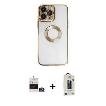 MARSİLYAN™- iPhone 14 Pro Max Kılıf Pusula Form - Siyah Bilvis Hayalet Cam Ekran Koruyucu + Bilvis Titan Kamera Lens - GS