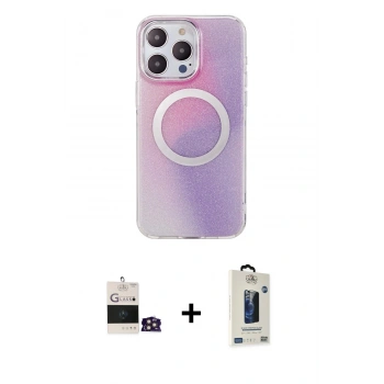 MARSİLYAN™- iPhone 14 Pro Max Kılıf Pusula Form - Siyah Bilvis Hayalet Cam Ekran Koruyucu + Bilvis Titan Kamera Lens - GD