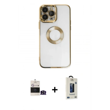 MARSİLYAN™- iPhone 14 Pro Max Kılıf Pusula Form - Siyah Bilvis Hayalet Cam Ekran Koruyucu + Bilvis Titan Kamera Lens - SH