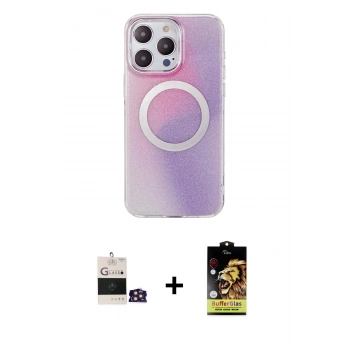 MARSİLYAN™- iPhone 14 Pro Max Kılıf Pusula Form - Siyah Buffer Cam Ekran Koruyucu + Bilvis Titan Kamera Lens - GD