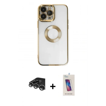 MARSİLYAN™- iPhone 14 Pro Max Kılıf Pusula Form - Siyah Joko 5D Cam + Raze Metal Kamera Lens - GS
