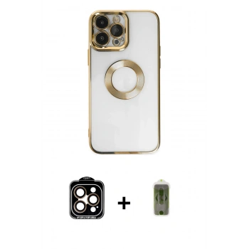 MARSİLYAN™- iPhone 14 Pro Max Kılıf Pusula Form - Siyah Joko Magic 5D Hayalet Cam + PVD Metal Kamera Lens - TU
