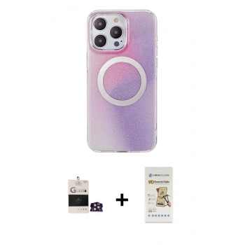 MARSİLYAN™- iPhone 14 Pro Max Kılıf Pusula Form - Siyah Mat Seramik Nano Ekran Koruyucu + Bilvis Titan Kamera Lens - GD