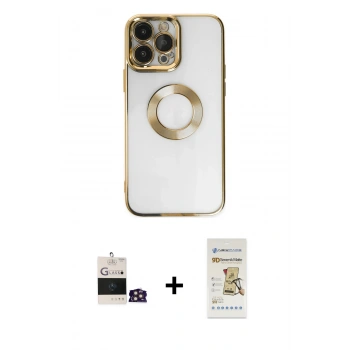 MARSİLYAN™- iPhone 14 Pro Max Kılıf Pusula Form - Siyah Mat Seramik Nano Ekran Koruyucu + Bilvis Titan Kamera Lens - GD