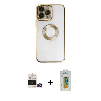 MARSİLYAN™- iPhone 14 Pro Max Kılıf Pusula Form - Siyah Polymer Nano Ekran Koruyucu + Bilvis Titan Kamera Lens - GS