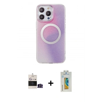 MARSİLYAN™- iPhone 14 Pro Max Kılıf Pusula Form - Siyah Polymer Nano Ekran Koruyucu + Bilvis Titan Kamera Lens - SH