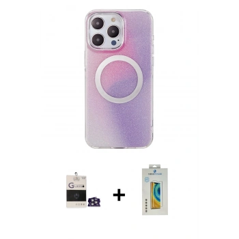 MARSİLYAN™- iPhone 14 Pro Max Kılıf Pusula Form - Siyah Polymer Nano Ekran Koruyucu + Bilvis Titan Kamera Lens - GS
