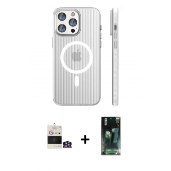 MARSİLYAN™- iPhone 14 Pro Max Kılıf Pusula Minimal Koleksiyonu - Siyah 360 Mat Full Body Arka Koruyucu + Bilvis Titan Kamera Lens - GS