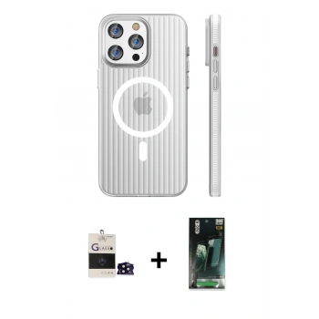 MARSİLYAN™- iPhone 14 Pro Max Kılıf Pusula Minimal Koleksiyonu - Siyah 360 Mat Full Body Arka Koruyucu + Bilvis Titan Kamera Lens - SH