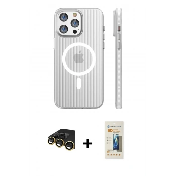 MARSİLYAN™- iPhone 14 Pro Max Kılıf Pusula Minimal Koleksiyonu - Siyah 6D Mat Seramik Hayalet Nano Ekran Koruyucu + Raze Metal Kamera Lens - GD