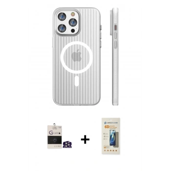 MARSİLYAN™- iPhone 14 Pro Max Kılıf Pusula Minimal Koleksiyonu - Siyah 6D Mat Seramik Hayalet Nano Ekran Koruyucu + Bilvis Titan Kamera Lens - GS