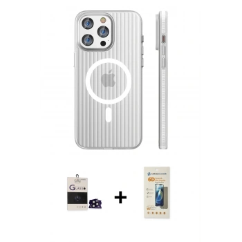 MARSİLYAN™- iPhone 14 Pro Max Kılıf Pusula Minimal Koleksiyonu - Siyah 6D Mat Seramik Hayalet Nano Ekran Koruyucu + Bilvis Titan Kamera Lens - SH