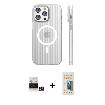 MARSİLYAN™- iPhone 14 Pro Max Kılıf Pusula Minimal Koleksiyonu - Siyah 6D Mat Seramik Hayalet Nano Ekran Koruyucu + Bilvis Titan Kamera Lens - GD
