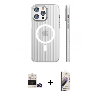 MARSİLYAN™- iPhone 14 Pro Max Kılıf Pusula Minimal Koleksiyonu - Siyah Bilvis 3D Mat Cam Ekran Koruyucu + Bilvis Titan Kamera Lens - GS
