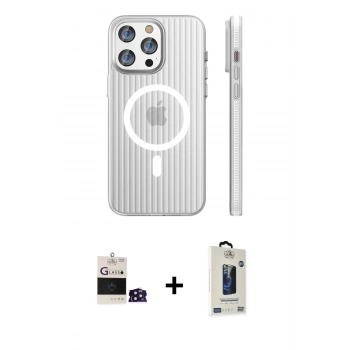MARSİLYAN™- iPhone 14 Pro Max Kılıf Pusula Minimal Koleksiyonu - Siyah Bilvis Hayalet Cam Ekran Koruyucu + Bilvis Titan Kamera Lens - DNMR