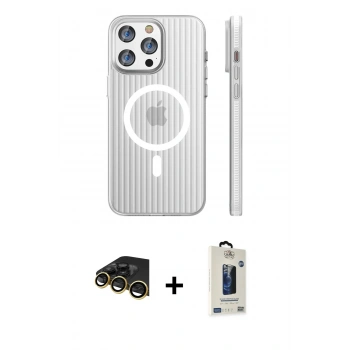 MARSİLYAN™- iPhone 14 Pro Max Kılıf Pusula Minimal Koleksiyonu - Siyah Bilvis Hayalet Cam Ekran Koruyucu + Raze Metal Kamera Lens - GD