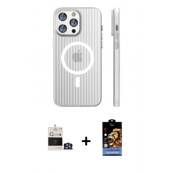 MARSİLYAN™- iPhone 14 Pro Max Kılıf Pusula Minimal Koleksiyonu - Siyah Buffer Hayalet Cam Ekran Koruyucu + Bilvis Titan Kamera Lens - GS