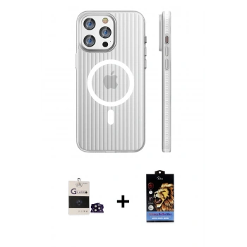 MARSİLYAN™- iPhone 14 Pro Max Kılıf Pusula Minimal Koleksiyonu - Siyah Buffer Hayalet Cam Ekran Koruyucu + Bilvis Titan Kamera Lens - SH