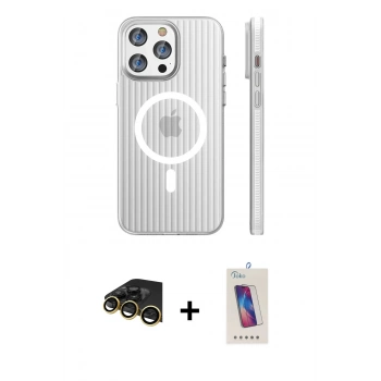 MARSİLYAN™- iPhone 14 Pro Max Kılıf Pusula Minimal Koleksiyonu - Siyah Joko 5D Cam + Raze Metal Kamera Lens - GD
