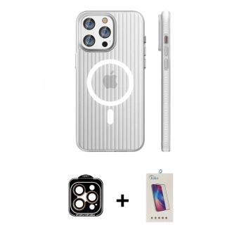 MARSİLYAN™- iPhone 14 Pro Max Kılıf Pusula Minimal Koleksiyonu - Siyah Joko 5D Cam + PVD Metal Kamera Lens - TU