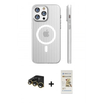 MARSİLYAN™- iPhone 14 Pro Max Kılıf Pusula Minimal Koleksiyonu - Siyah Mat Seramik Nano Ekran Koruyucu + Raze Metal Kamera Lens - GD
