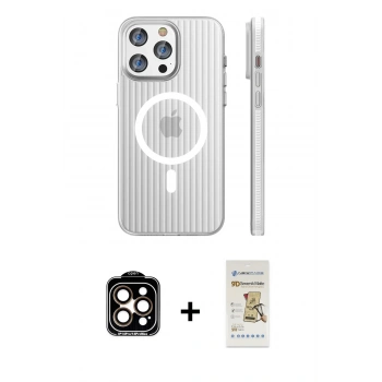 MARSİLYAN™- iPhone 14 Pro Max Kılıf Pusula Minimal Koleksiyonu - Siyah Mat Seramik Nano Ekran Koruyucu + PVD Metal Kamera Lens - TU