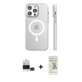 MARSİLYAN™- iPhone 14 Pro Max Kılıf Pusula Minimal Koleksiyonu - Siyah Mat Seramik Nano Ekran Koruyucu + Bilvis Titan Kamera Lens - SH
