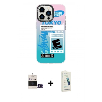 MARSİLYAN™- iPhone 14 Pro Max Kılıf Siluet Çizgi Koleksiyonu - Şeffaf Pasifik Cam Ekran Koruyucu + Bilvis Titan Kamera Lens - SH