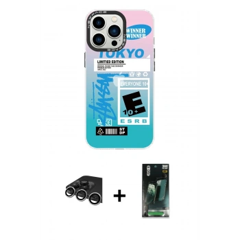 MARSİLYAN™- iPhone 14 Pro Max Kılıf Siluet Çizgi Koleksiyonu - Siyah 360 Mat Full Body Arka Koruyucu + Raze Metal Kamera Lens - GS