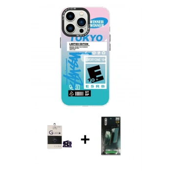 MARSİLYAN™- iPhone 14 Pro Max Kılıf Siluet Çizgi Koleksiyonu - Siyah 360 Mat Full Body Arka Koruyucu + Bilvis Titan Kamera Lens - SH
