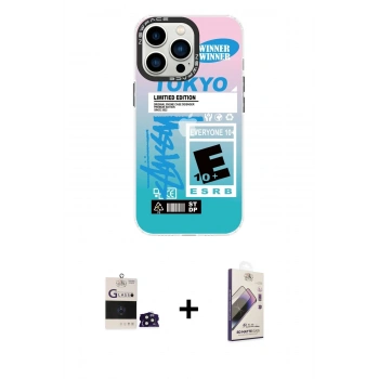 MARSİLYAN™- iPhone 14 Pro Max Kılıf Siluet Çizgi Koleksiyonu - Siyah Bilvis 3D Mat Cam Ekran Koruyucu + Bilvis Titan Kamera Lens - DNMR