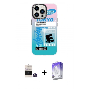MARSİLYAN™- iPhone 14 Pro Max Kılıf Siluet Çizgi Koleksiyonu - Siyah Bilvis 5in1 3D Magic Cam Ekran Koruyucu + Bilvis Titan Kamera Lens - DNMR