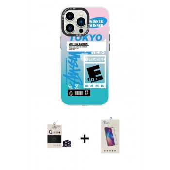 MARSİLYAN™- iPhone 14 Pro Max Kılıf Siluet Çizgi Koleksiyonu - Siyah Joko 5D Cam + Bilvis Titan Kamera Lens - DNMR
