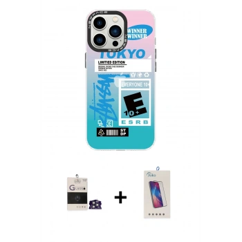 MARSİLYAN™- iPhone 14 Pro Max Kılıf Siluet Çizgi Koleksiyonu - Siyah Joko 5D Cam + Bilvis Titan Kamera Lens - GS