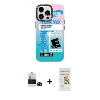 MARSİLYAN™- iPhone 14 Pro Max Kılıf Siluet Çizgi Koleksiyonu - Siyah Mat Seramik Nano Ekran Koruyucu + Bilvis Titan Kamera Lens - SH