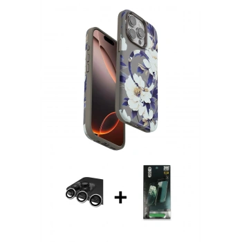 MARSİLYAN™- iPhone 14 Pro Max Kılıf Siluet Doku - Şeffaf 360 Full Body Arka Koruyucu + Raze Metal Kamera Lens - GS