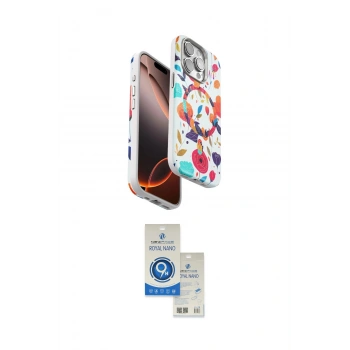 MARSİLYAN™- iPhone 14 Pro Max Kılıf Siluet Doku - Şeffaf Royal Nano Ekran Koruyucu