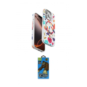 MARSİLYAN™- iPhone 14 Pro Max Kılıf Siluet Doku - Siyah 18D Cam Ekran Koruyucu