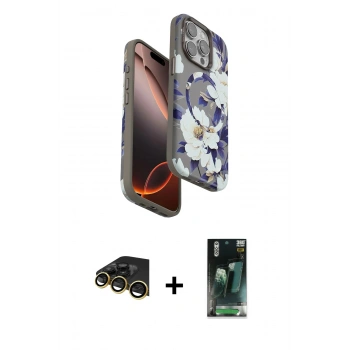 MARSİLYAN™- iPhone 14 Pro Max Kılıf Siluet Doku - Siyah 360 Mat Full Body Arka Koruyucu + Raze Metal Kamera Lens - GD