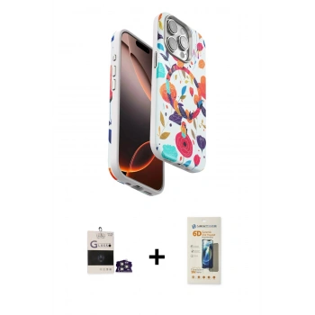 MARSİLYAN™- iPhone 14 Pro Max Kılıf Siluet Doku - Siyah 6D Mat Seramik Hayalet Nano Ekran Koruyucu + Bilvis Titan Kamera Lens - GS