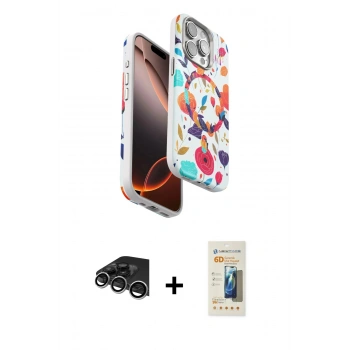 MARSİLYAN™- iPhone 14 Pro Max Kılıf Siluet Doku - Siyah 6D Mat Seramik Hayalet Nano Ekran Koruyucu + Raze Metal Kamera Lens - GS