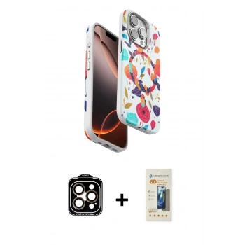 MARSİLYAN™- iPhone 14 Pro Max Kılıf Siluet Doku - Siyah 6D Mat Seramik Hayalet Nano Ekran Koruyucu + PVD Metal Kamera Lens - TU