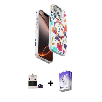 MARSİLYAN™- iPhone 14 Pro Max Kılıf Siluet Doku - Siyah Bilvis 5in1 3D Magic Cam Ekran Koruyucu + Bilvis Titan Kamera Lens - DNMR