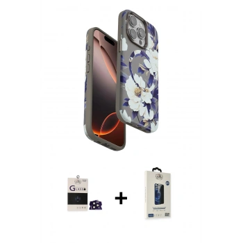 MARSİLYAN™- iPhone 14 Pro Max Kılıf Siluet Doku - Siyah Bilvis Hayalet Cam Ekran Koruyucu + Bilvis Titan Kamera Lens - DNMR