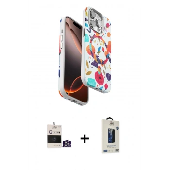 MARSİLYAN™- iPhone 14 Pro Max Kılıf Siluet Doku - Siyah Bilvis Hayalet Cam Ekran Koruyucu + Bilvis Titan Kamera Lens - GS
