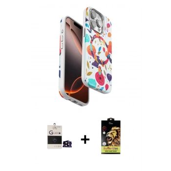 MARSİLYAN™- iPhone 14 Pro Max Kılıf Siluet Doku - Siyah Buffer Cam Ekran Koruyucu + Bilvis Titan Kamera Lens - SH
