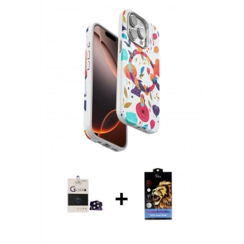 MARSİLYAN™- iPhone 14 Pro Max Kılıf Siluet Doku - Siyah Buffer Hayalet Cam Ekran Koruyucu + Bilvis Titan Kamera Lens - SH